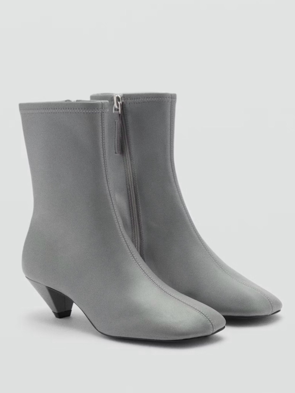 Grey Squared toe leather ankle boots size 8.5 US Mango